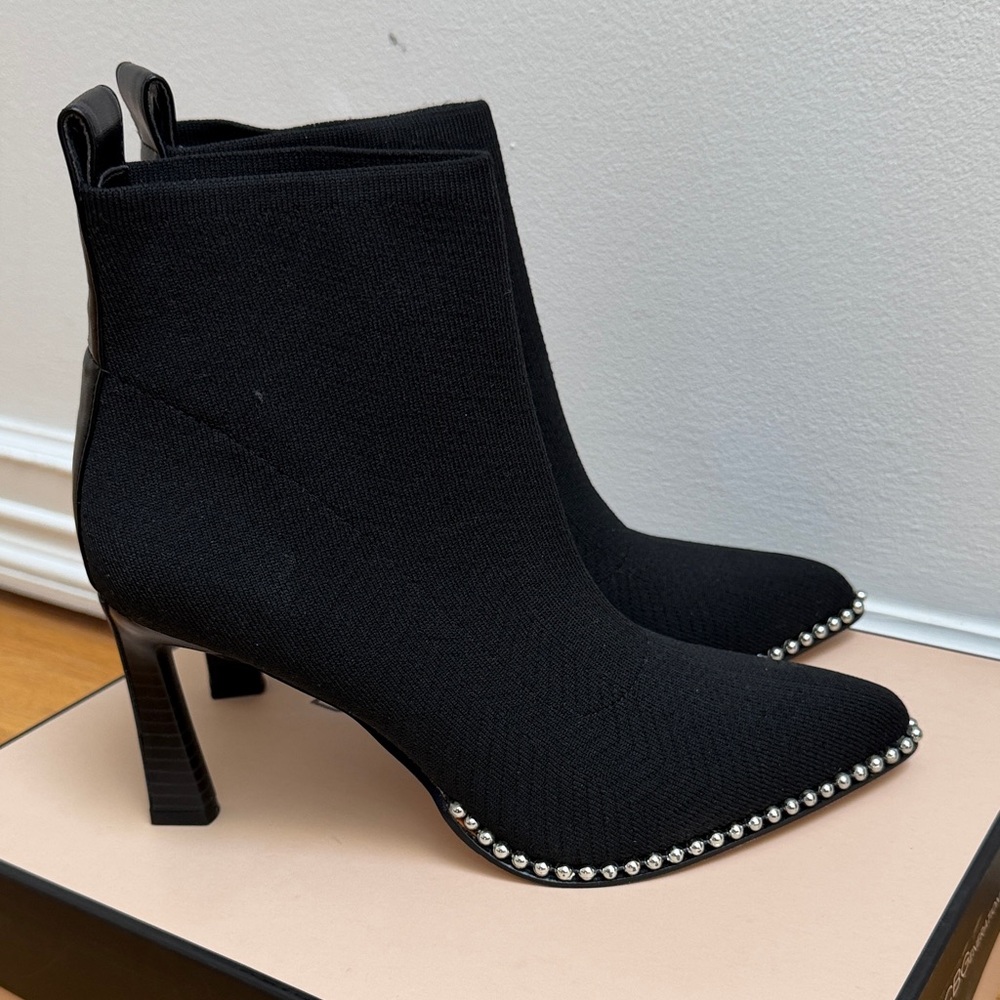 BCBGeneration Black Ankle Boots with Studded Trim
